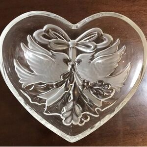 Vintage Gorham Crystal Holiday Traditions Cardinal Heart with Doves Christmas